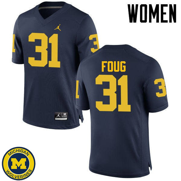 Womens Michigan Wolverines #31 James Foug Navy Alumni Jersey